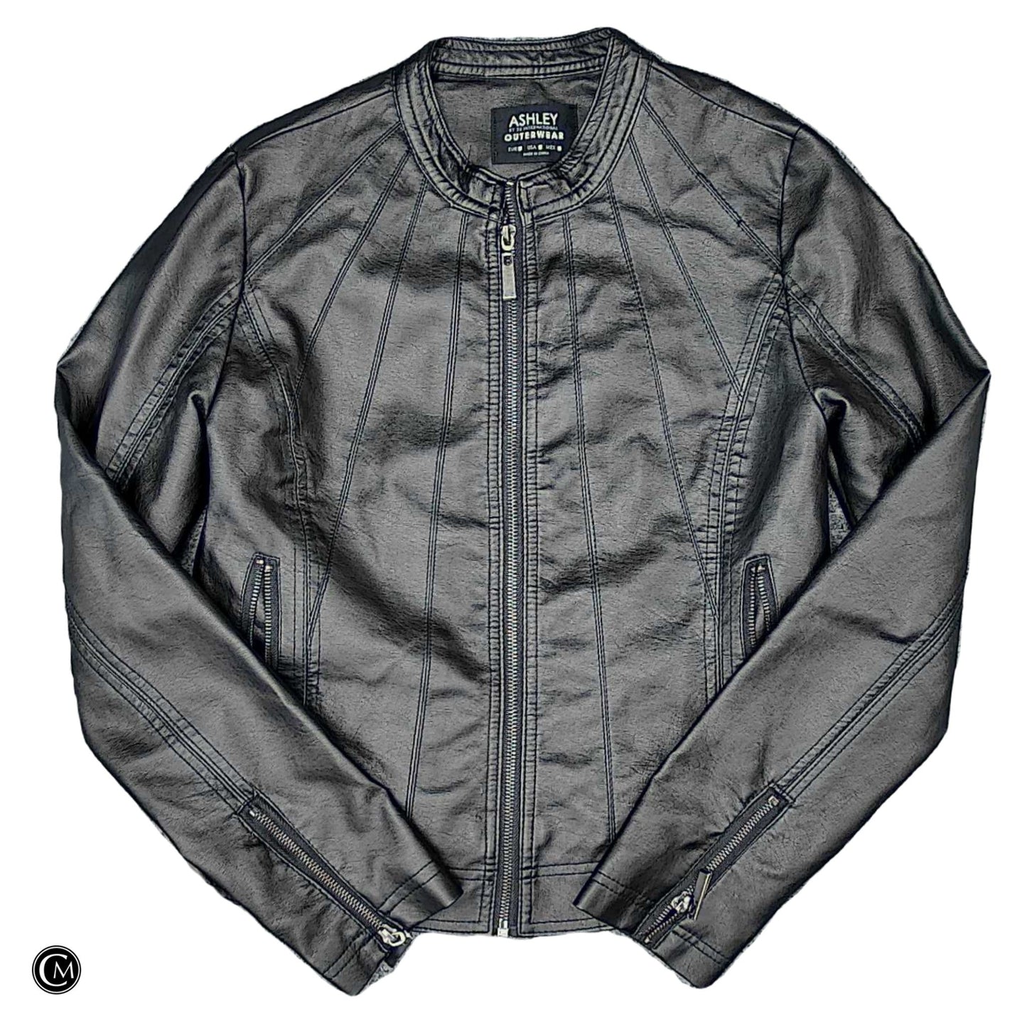 Jacket Moto By Clothes Mentor In Black, Size: M