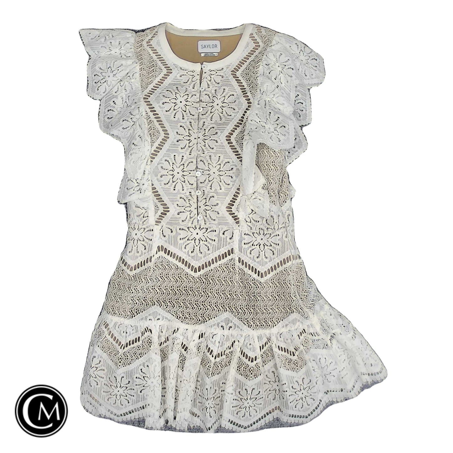 Dress Casual Short By Cma In Tan & White, Size: S image 1