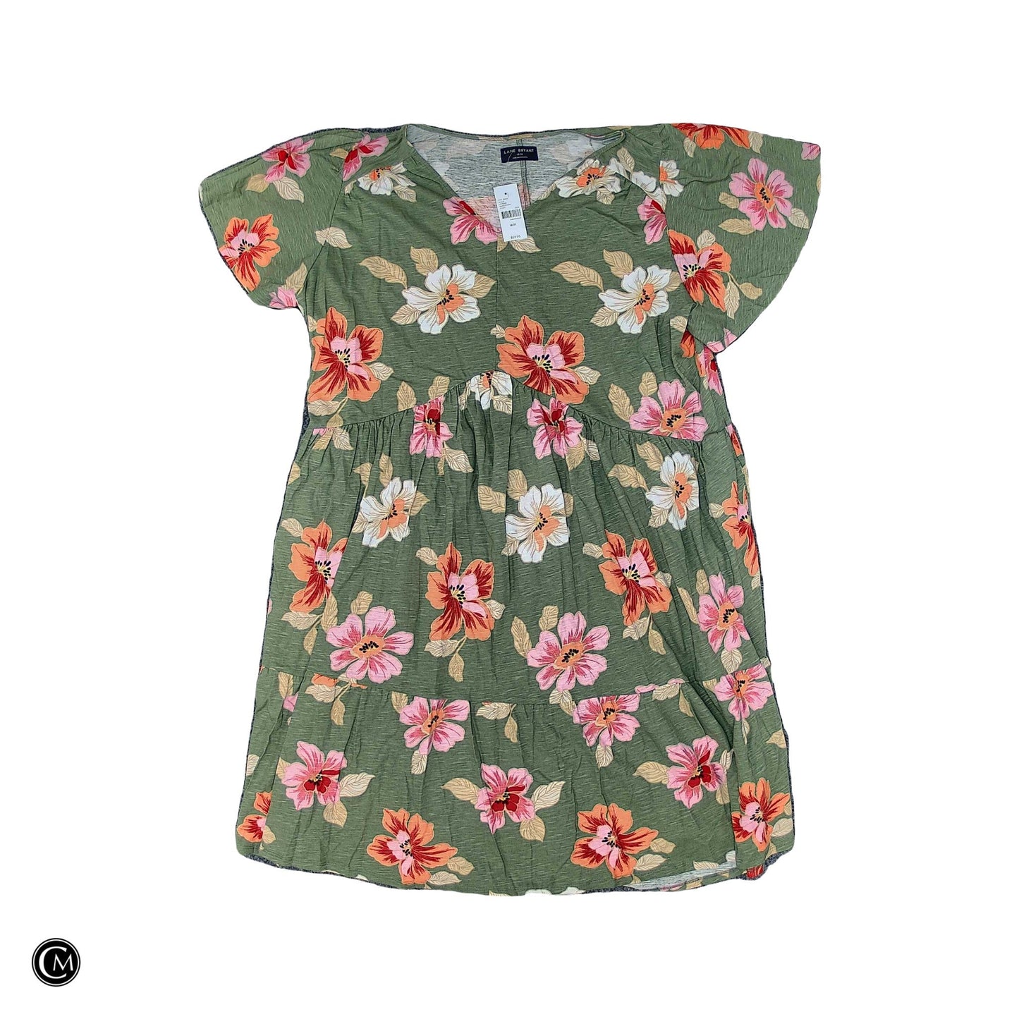 Dress Casual Short By Lane Bryant In Green & Orange, Size: 1x
