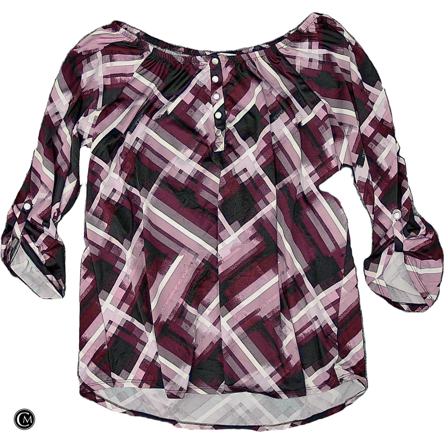 Top Ls By Notations In Purple & White, Size: 1x