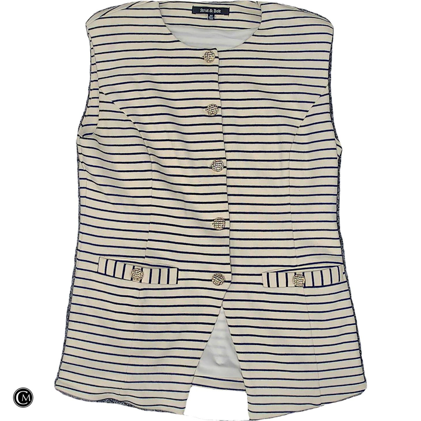 Vest Fleece By Strut & Bolt In Black & Cream, Size: M