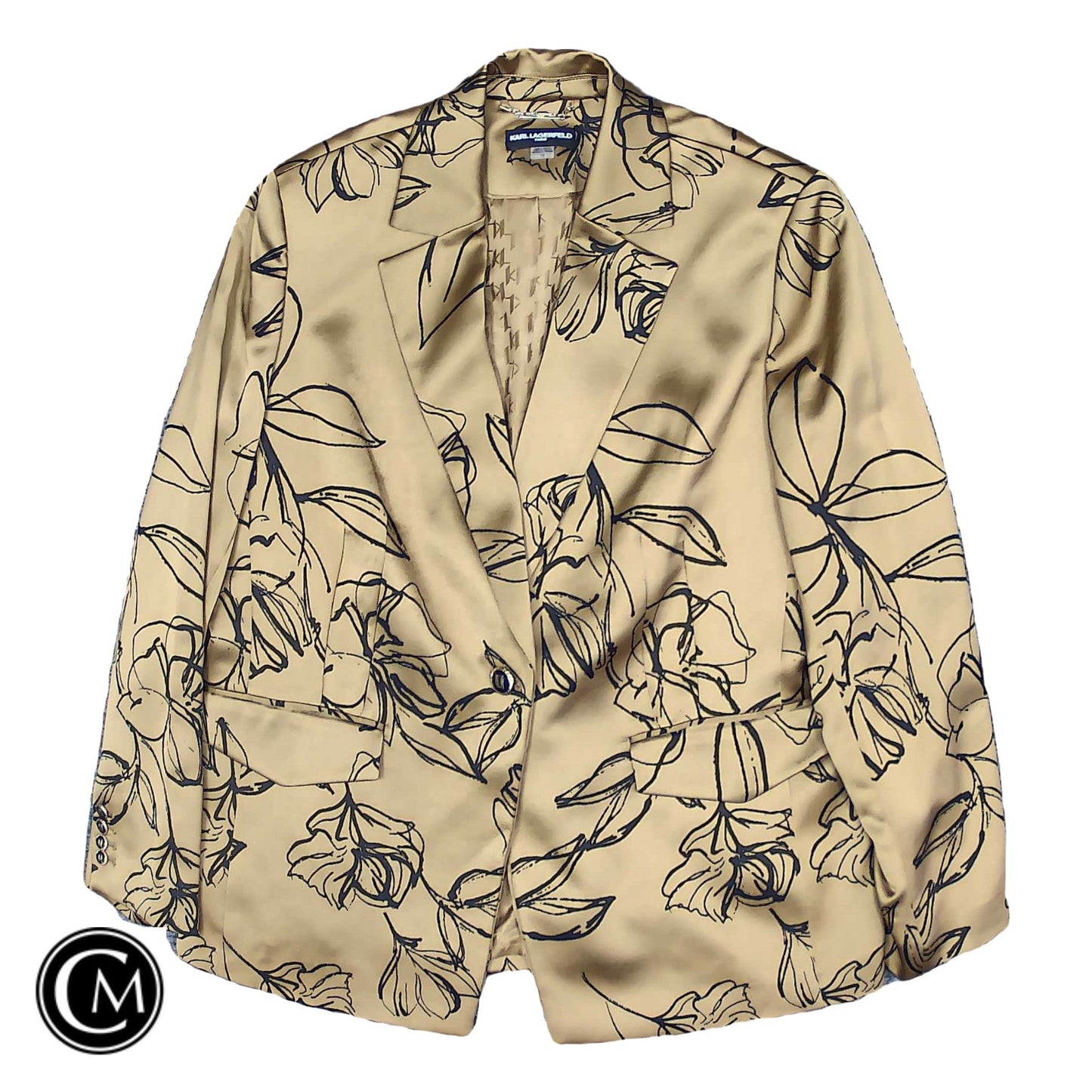 Blazer By Karl Lagerfeld In Black & Tan, Size: 16