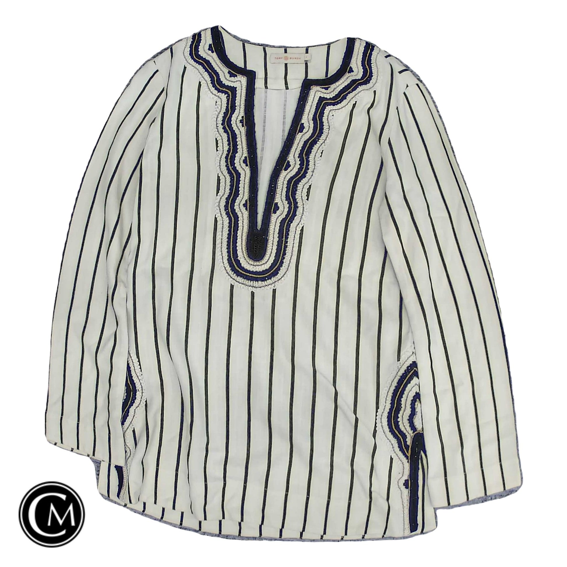 Tunic Designer By Tory Burch In Black & Cream, Size: 4 image 1
