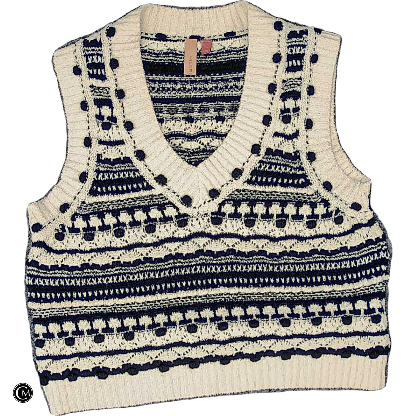 Vest Sweater By Pilcro In Black & Cream, Size: S
