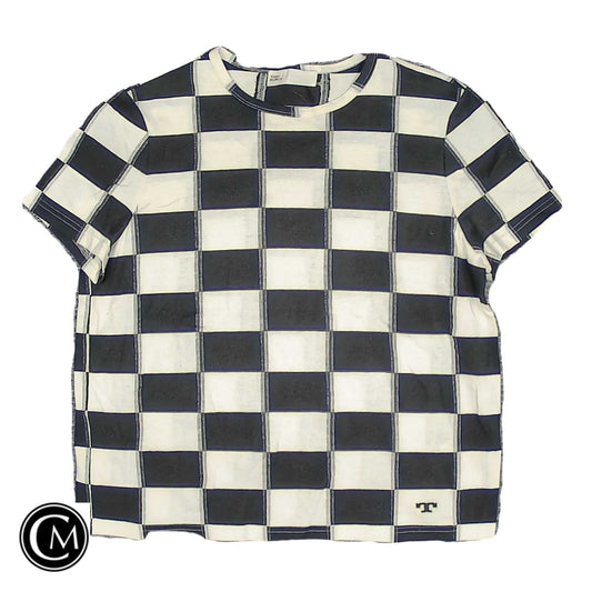 Top Ss Designer By Tory Burch In Black & Tan, Size: L