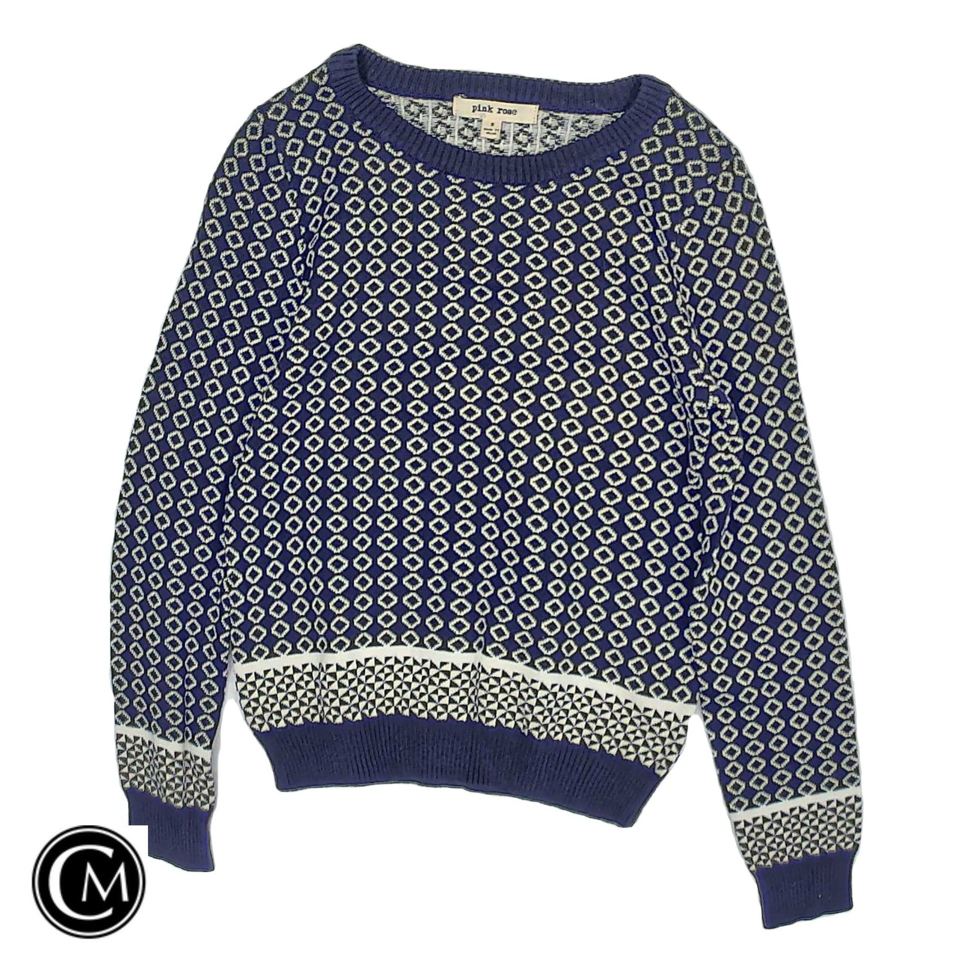 Sweater By Pink Rose In Blue & White, Size: S image 1
