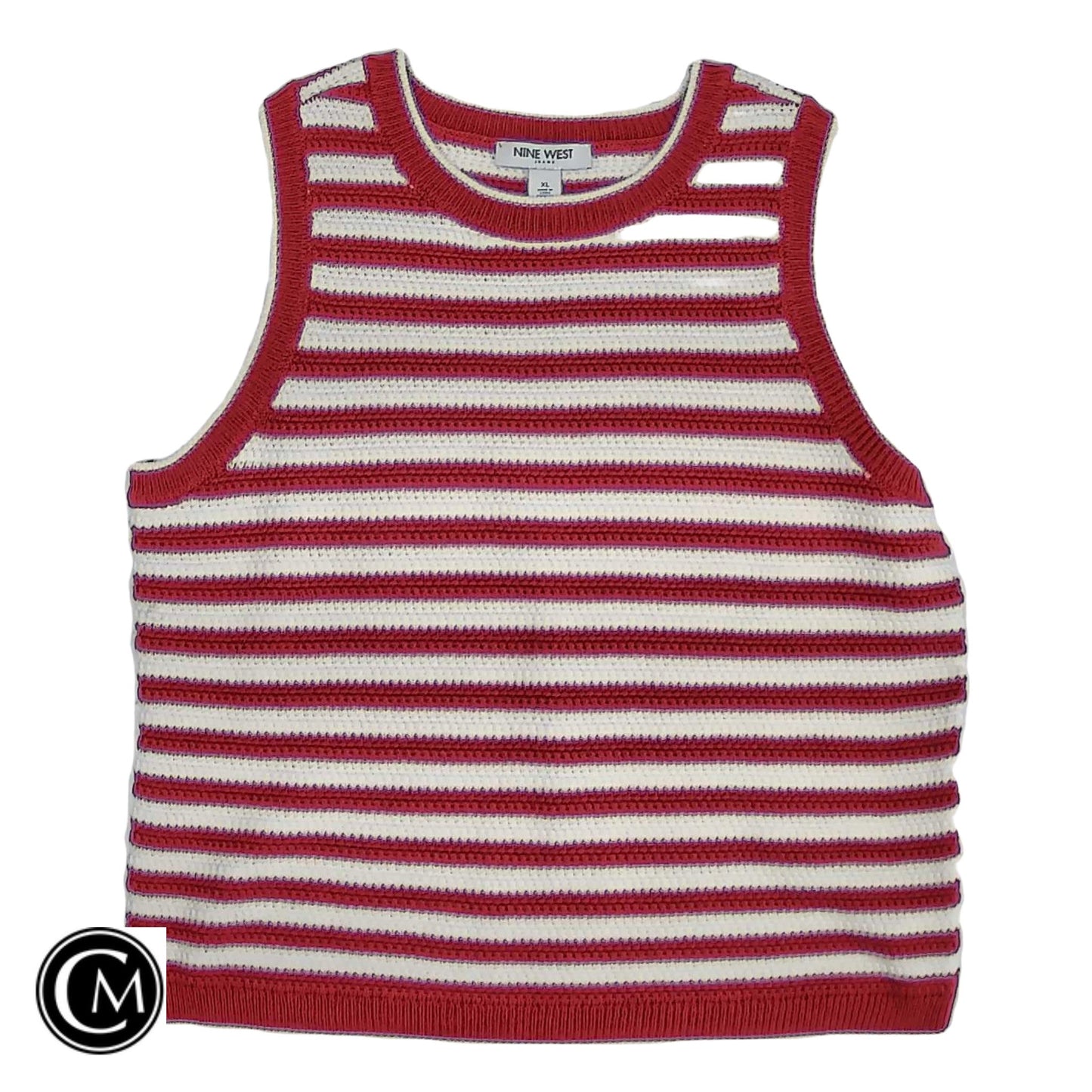 Vest Sweater By Nine West In Red & White, Size: Xl