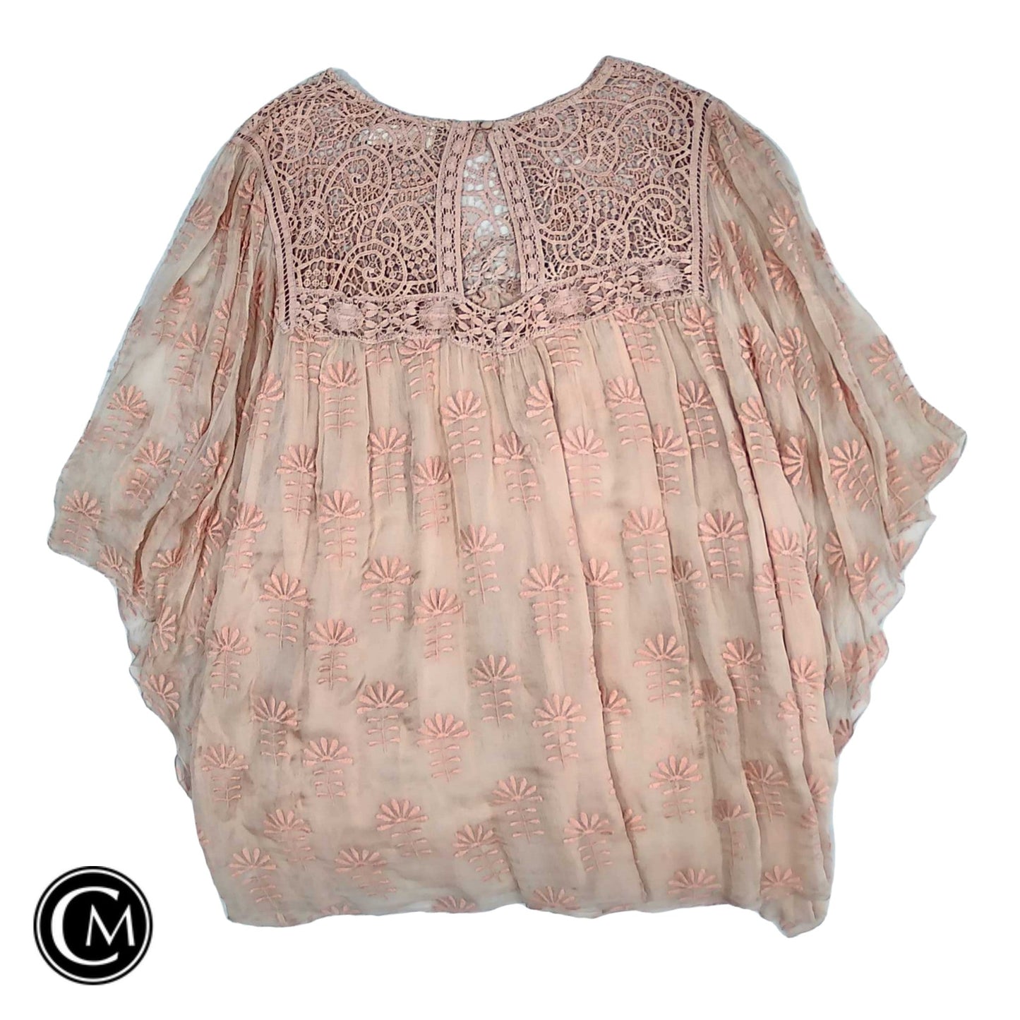 Blouse Ss By Johnny Was In Peach, Size: Xl