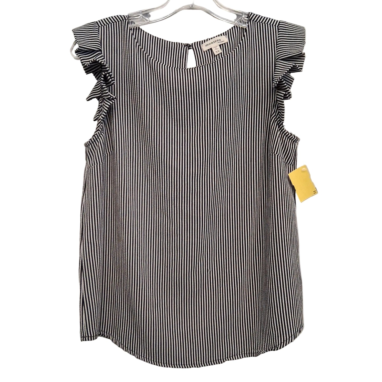 Top Sleeveless By Monteau In Striped Pattern, Size:Xl