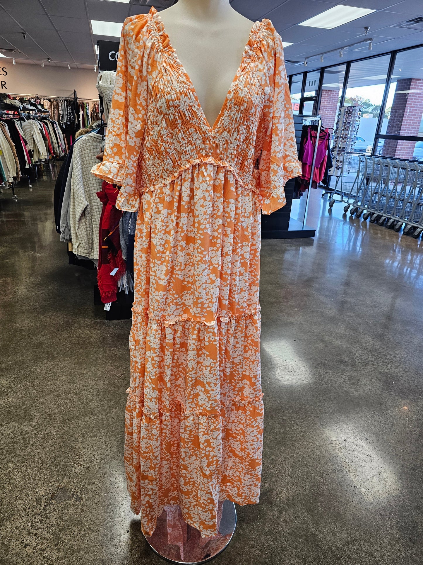 Dress Casual Maxi By She + Sky In Orange, Size:1X