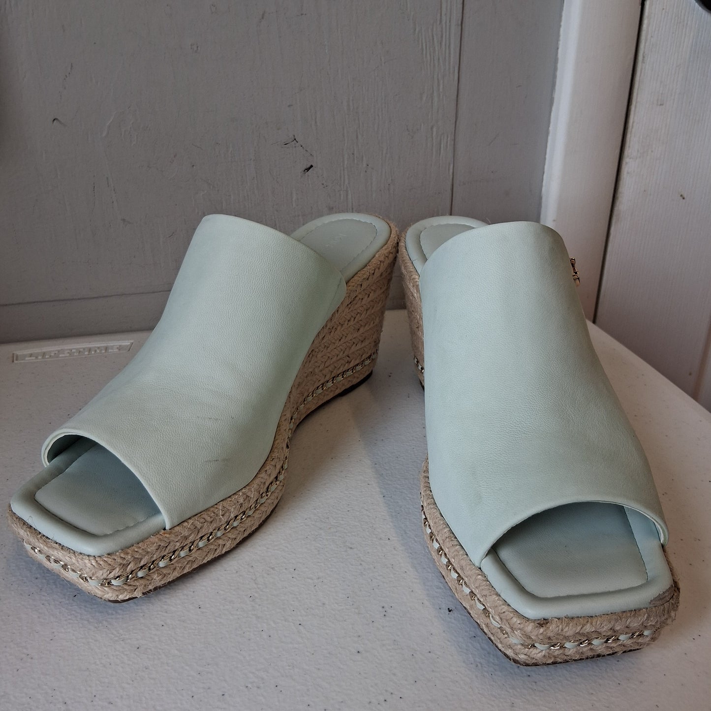 Sandals Designer By Karl Lagerfeld In Green, Size:9