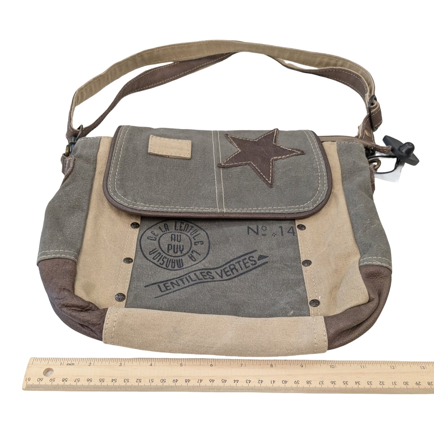 Handbag By Myra In Green & Tan, Size:Medium
