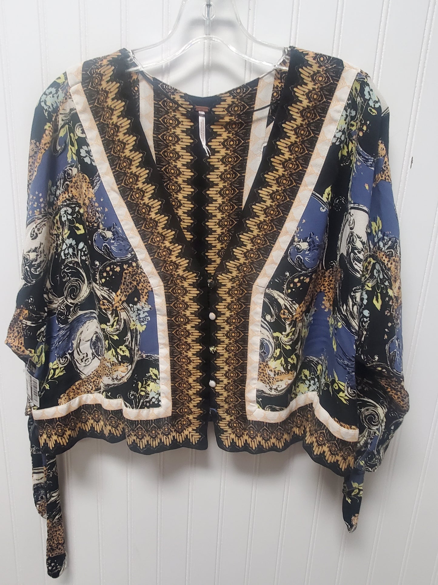 Top 3/4 Sleeve By Free People In Blue & Orange, Size:Xs