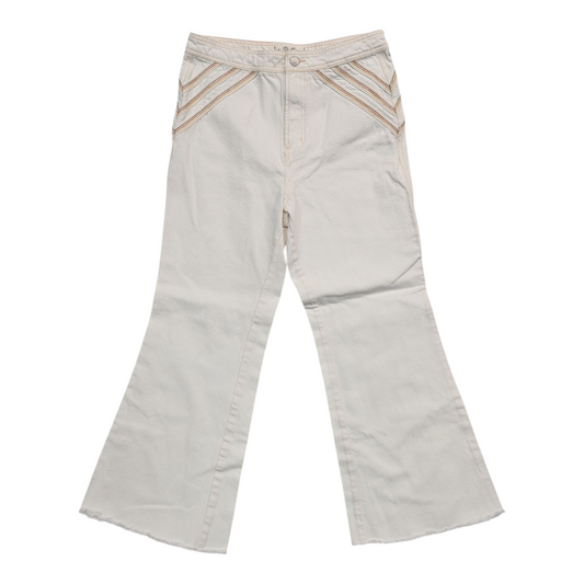 Jeans Flared By Free People In Orange & White, Size:10