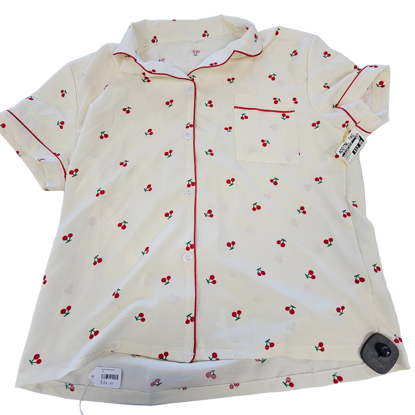 Pajamas 2Pc By Clothes Mentor In Cream & Red, Size:L