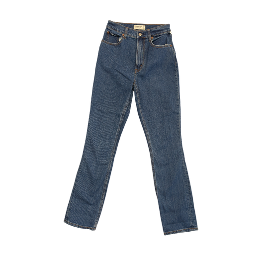 Jeans Straight By Abercrombie And Fitch In Blue Denim, Size:0