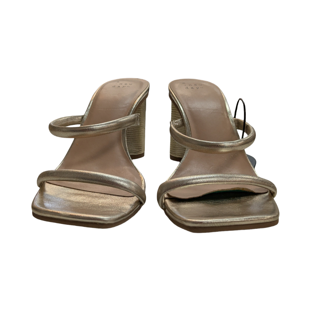 Sandals Heels Block By A New Day In Gold, Size:9