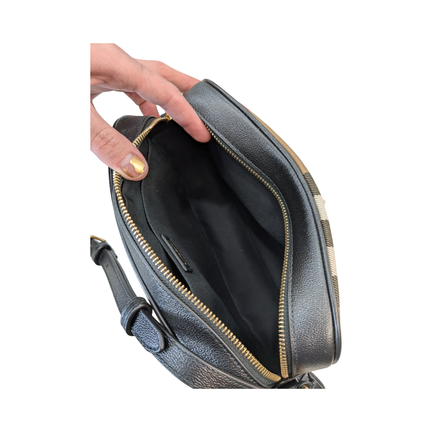 Handbag Luxury Designer By Burberry In Black & Brown, Size:Medium