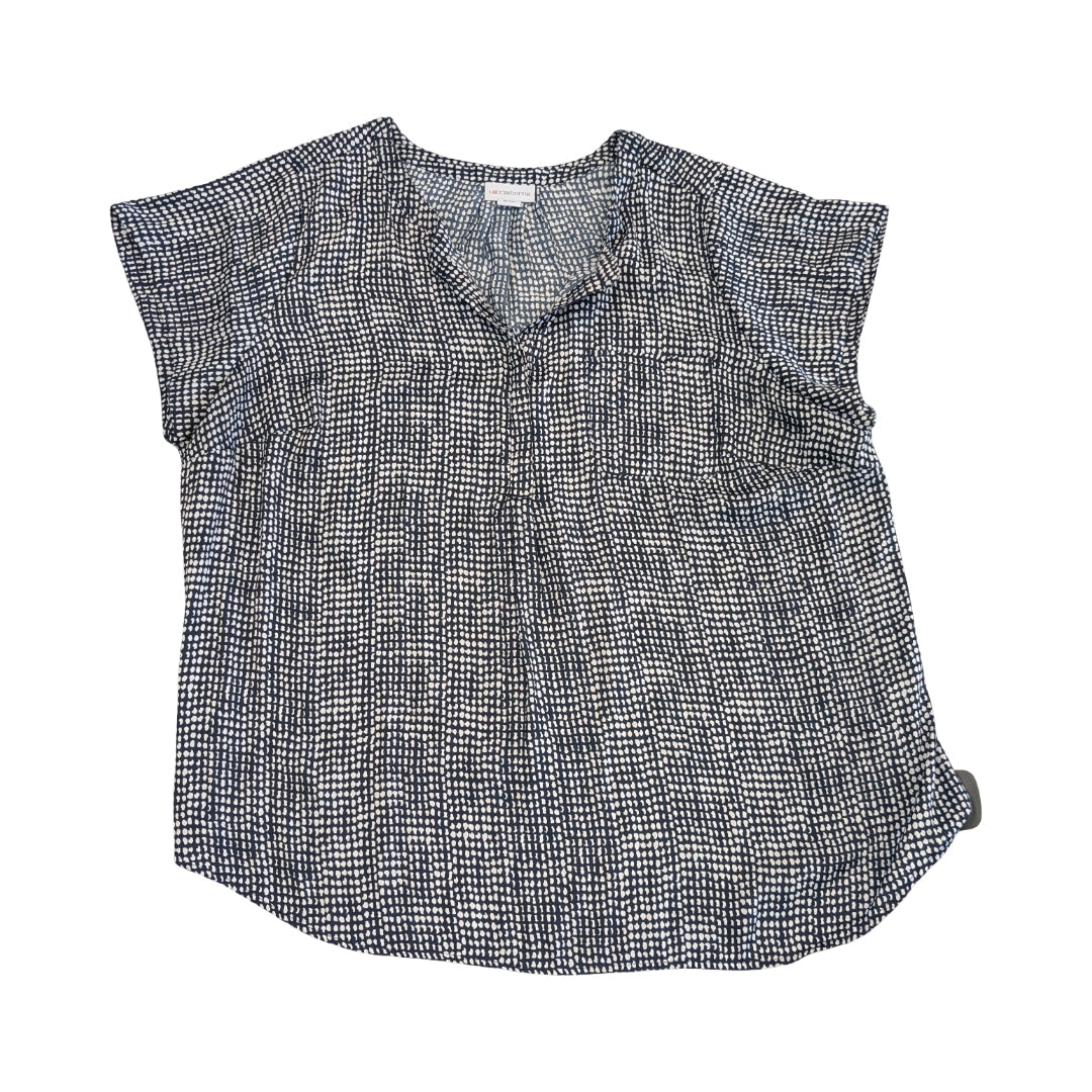 Top Ss By Liz Claiborne In Blue & White, Size:1X