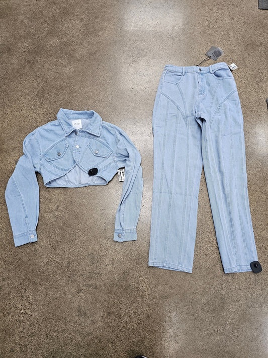 Pants Set 2Pc By Le Lis In Blue Denim, Size:S